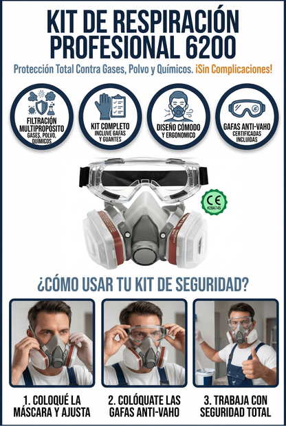 Kit Respirador 6200 + (Gafas protectoras).