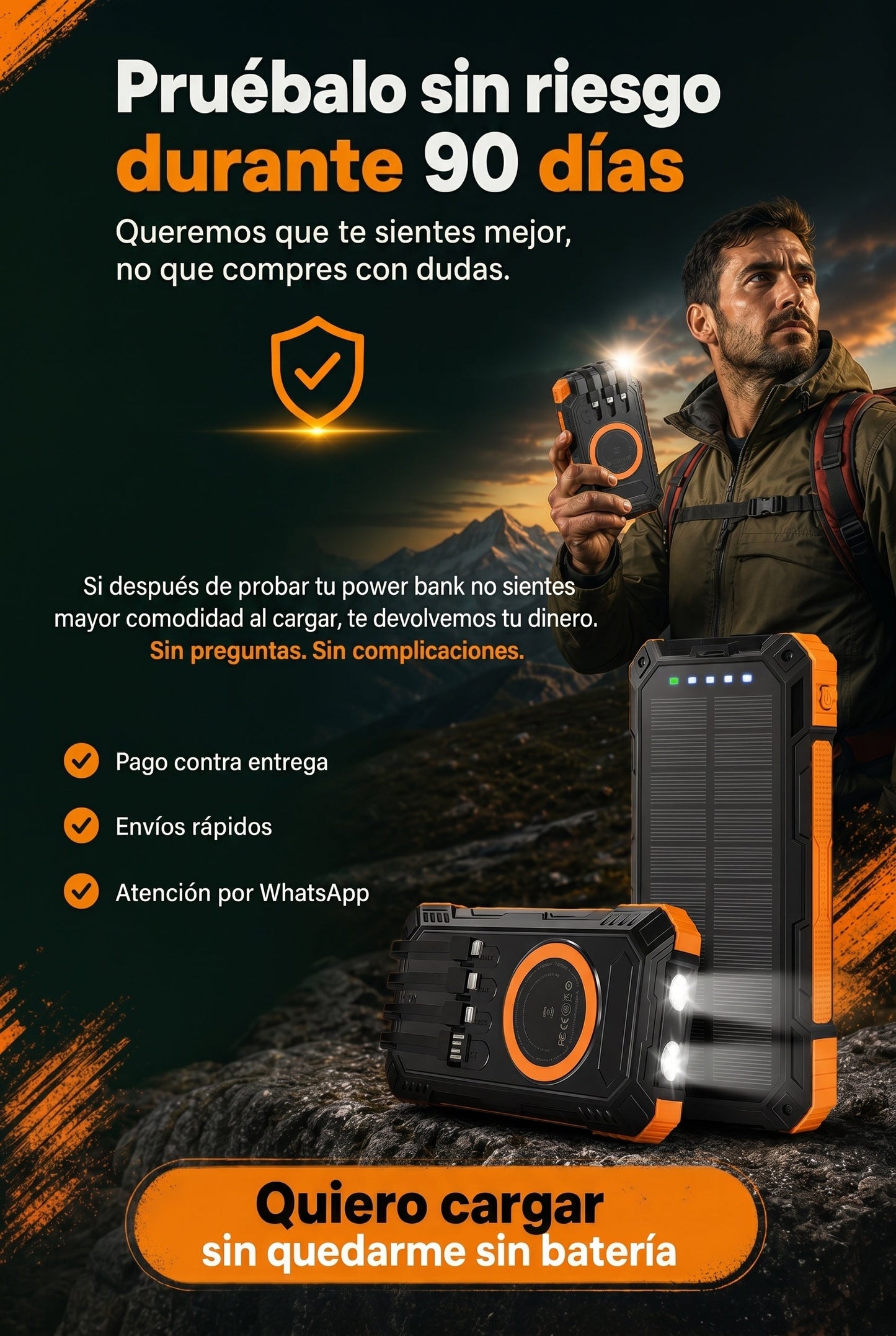 POWER BANK MULTIFUNCIONAL CON PANEL SOLAR