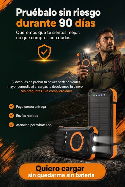 POWER BANK MULTIFUNCIONAL CON PANEL SOLAR